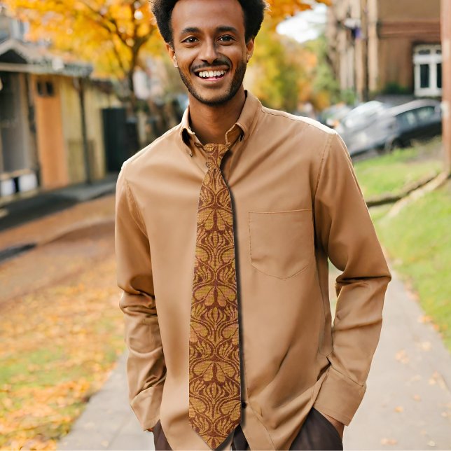 Gravata Padrão dos bordados coptas - Folhas laranja (Criador carregado)