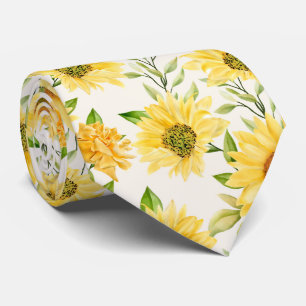 Gravata padrão dos girassóis na moda amarelo