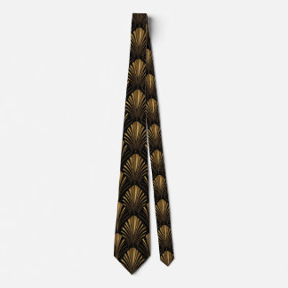 Gravata Padrão Dourado Art Déco — Geométrico Vintage Elega