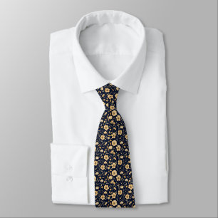 Gravata Padrão Dourado da Flor Elegante