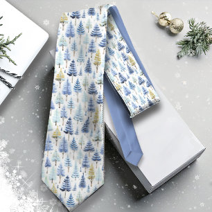 Gravata Padrão Dourado de Natal Azul nº 26 ID1009