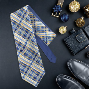 Gravata Padrão Dourado de Natal Azul nº 2 ID1009
