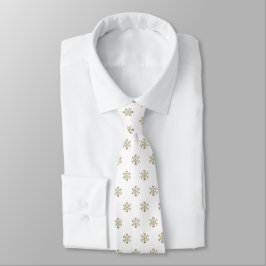 Gravata Padrão Dourado e branco de flocos de neve monogram