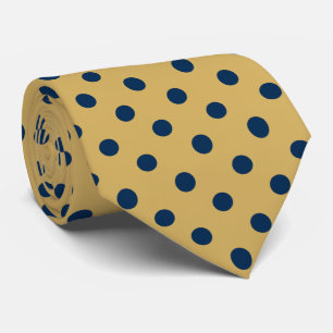 Gravata Padrão Dourado E Marinho Azul Polka-Dot Invisível