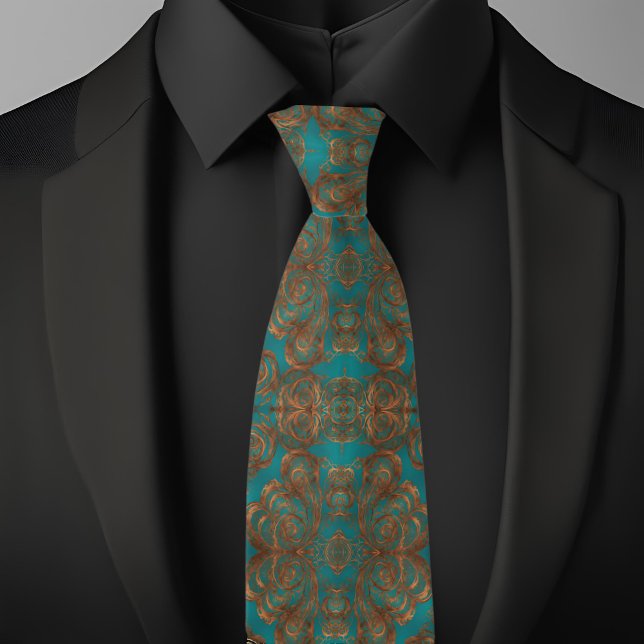 Gravata Padrão Elegante Boho Cobre Turquesa (Criador carregado)