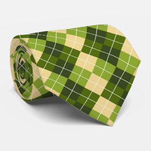 Gravata Padrão Elegante de Argyle em Diamante Verde e Amar