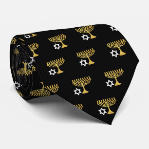 Gravata Padrão Elegante de Feriado de Hanukkah Dourado