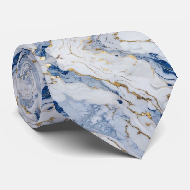 Gravata Padrão elegante de granito branco de ouro azul (Rolled)