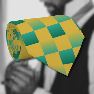 Gravata Padrão elegante em verde e ouro