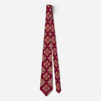 Gravata Padrão Elegante em Vermelho e Dourado
