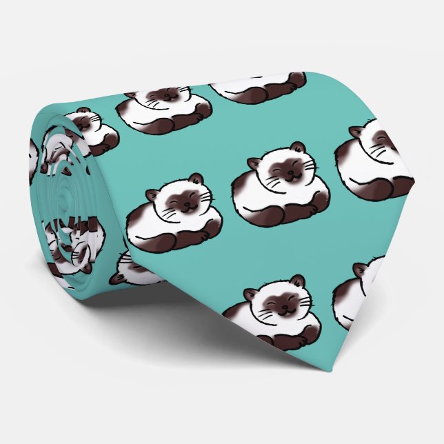 Gravata padrão engraçado de gato siamês (Rolled)