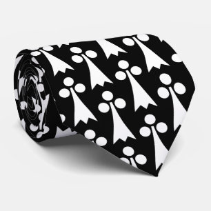 Gravata Padrão Ermine, Padrão Medieval, Branco em Preto