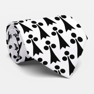 Gravata Padrão Ermine, Padrão Medieval, Preto em Branco