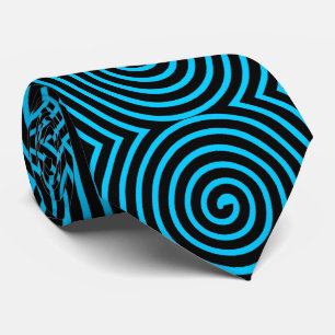 Gravata Padrão espiral - Preto e Azul-Céu