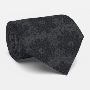 Gravata padrão étnico preto de mandala