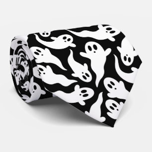 Gravata Padrão Fantasma do Halloween Negro e Branco