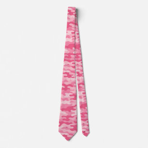 Gravata Padrão Feminino Rosa de Camuflagem