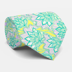 Gravata Padrão floral amarelo verde fofo
