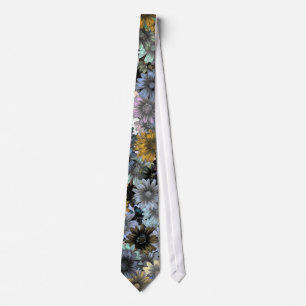 Gravata Padrão floral azul da cinza