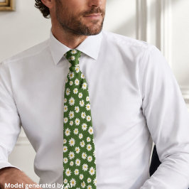 Gravata Padrão Floral Boho Daisy Verde