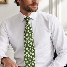 Gravata Padrão Floral Boho Daisy Verde