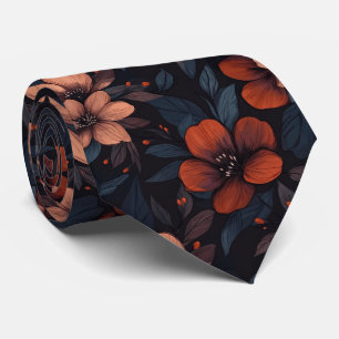 Gravata Padrão floral bordô com flores em flor