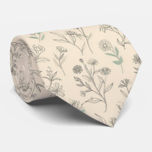 Gravata Padrão Floral Botânico Minimalista