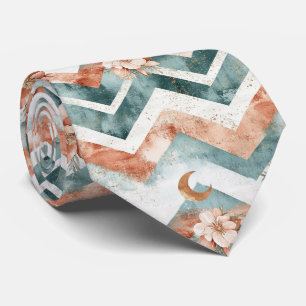 Gravata Padrão Floral Chevron da Lua Rústica (4)
