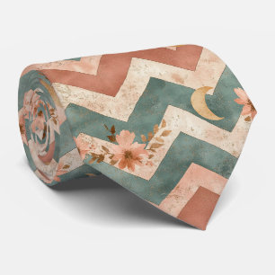 Gravata Padrão Floral Chevron da Lua Rústica (5)