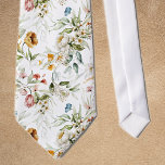 Gravata Padrão Floral Colorido Monograma no Coletor Branco<br><div class="desc">[O monograma impresso será centrado e hetero, ao contrário do que é mostrado na fotografia mock-up.] Esta é uma gravata de tamanho padrão com um padrão floral colorido da Idade do Ouro holandês sobre um fundo branco. Altere facilmente as iniciais impressas do monograma, utilizando o Modelo fornecido. As dimensões têm...</div>