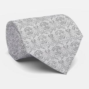 Gravata Padrão Floral da Cinza Elegante