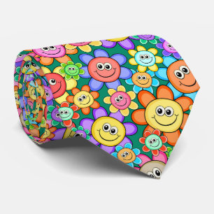Gravata Padrão Floral das Flores Feliz dos Cartoons Bonit