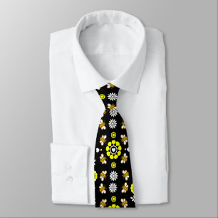 Gravata Padrão Floral de Abelha Botânica