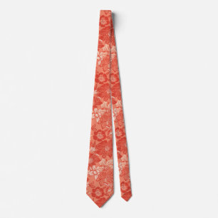 Gravata Padrão floral de aquarela em laranja coral de verã