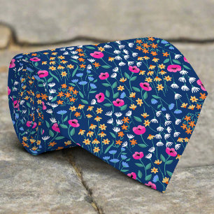 Gravata Padrão Floral de Aquarela para Noivos