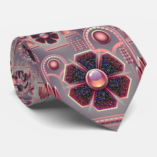 Gravata Padrão floral de arte deco vegetativo geométrico f