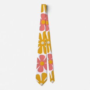Gravata Padrão Floral de Arte Folclórica Retro Groovy dos