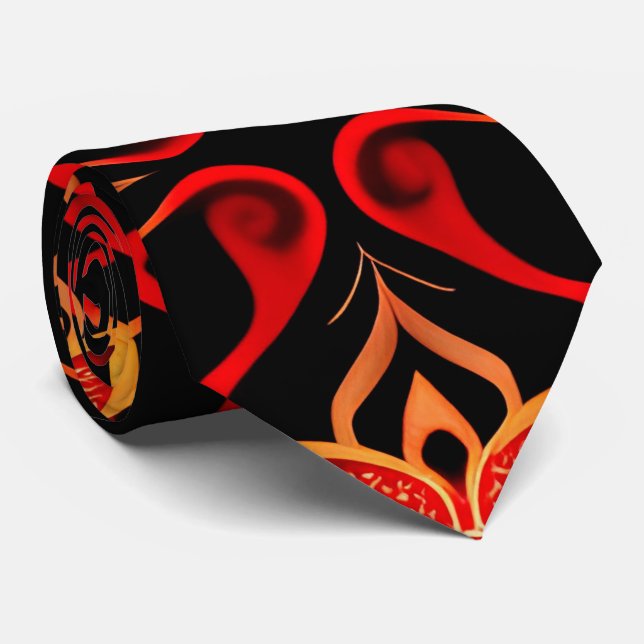 Gravata Padrão Floral de batik abstrato indonésio (Rolled)