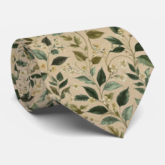 Gravata Padrão Floral de Folha Botânica (Rolled)