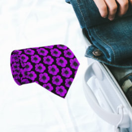 Gravata Padrão Floral de Geranium roxo em preto