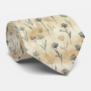 Gravata Padrão Floral de Haste Única Minimalista