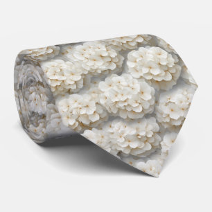 Gravata Padrão Floral de Hortênsia Branco Creme