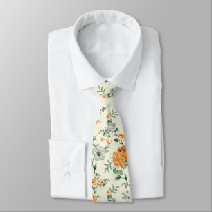 Gravata Padrão Floral de Jardim Amarelo Suave