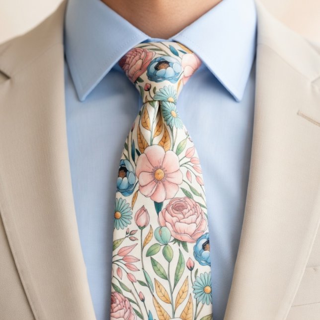 Gravata Padrão floral de pastel suave (Criador carregado)