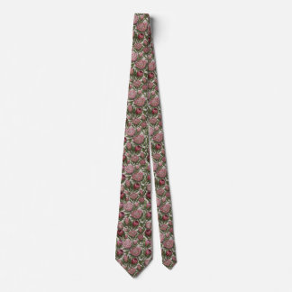 Gravata Padrão Floral de Protea Rosa Embroidered