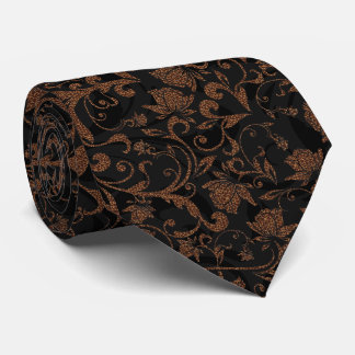 Gravata Padrão floral de tigre preto marrom fofo