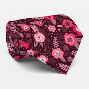 Gravata Padrão floral ditsy magenta rosa elegante