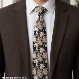 Gravata Padrão Floral Elegante Botânica da Moda