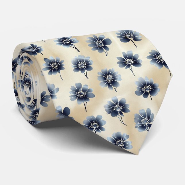 Gravata Padrão Floral Gradiente Monocromático (Rolled)