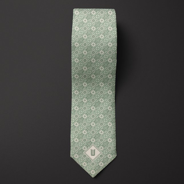 Gravata Padrão Floral Inspirado em Verde Sálvia (Criador carregado)